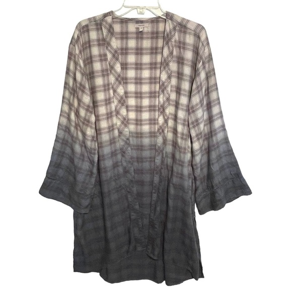 Maurices Medium Ombré Plaid Soft Cardigan in Grey-Blue - Picture 2 of 7